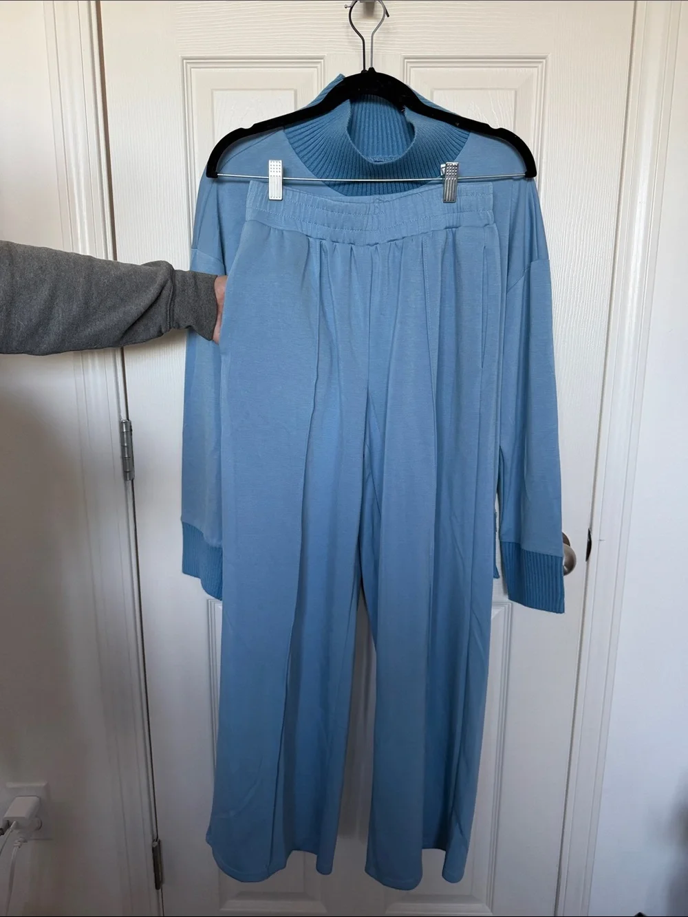 Kids Cozy Blue Turtleneck Matching Pajama Set
